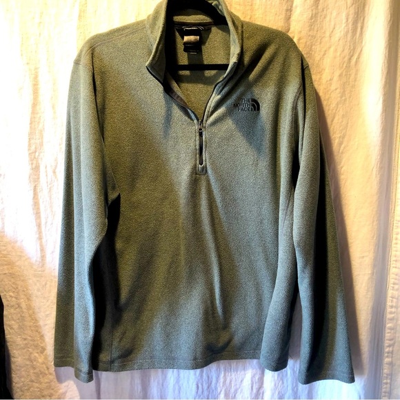 Mens North Face quarter zip grey fleece long sleeve lightweight pullover L - Picture 1 of 5